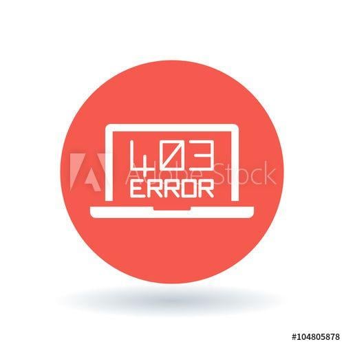 Red Circle White L Logo - 403 Forbidden Error icon. Internet error sign. Laptop browser error ...