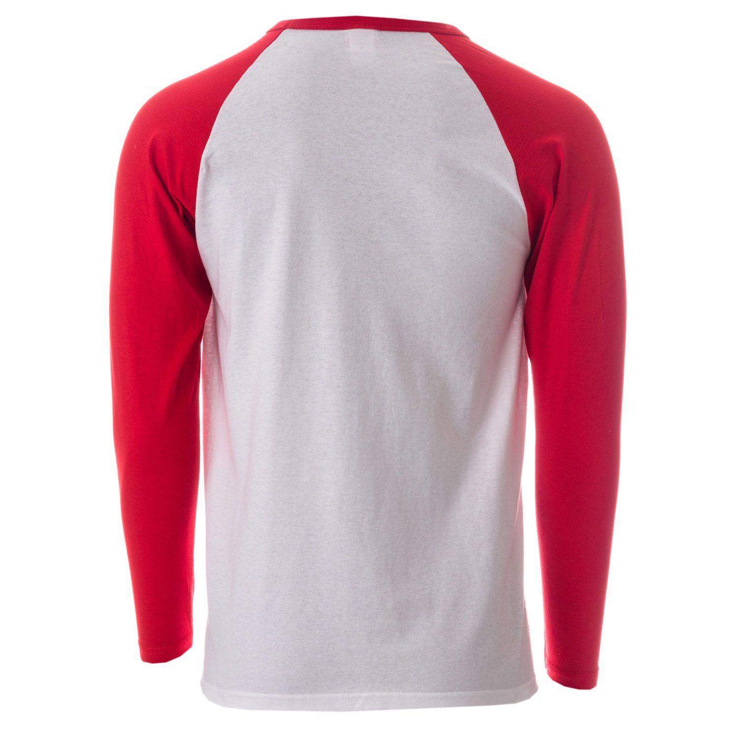 White Red L Logo - Mens Marvel Logo T Shirt In White Red Long Sleeve Ribbed Collar