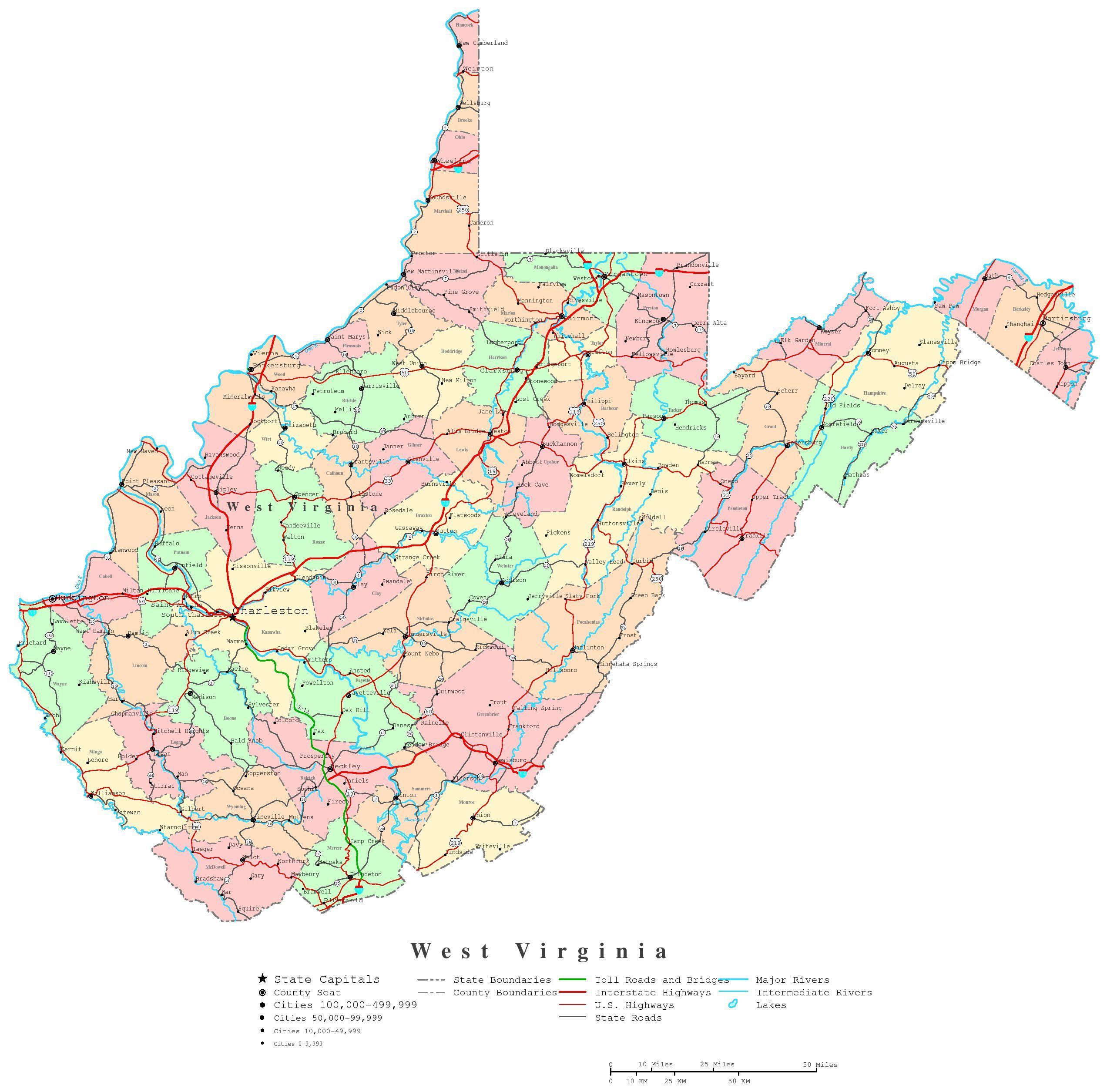 Printable WV Logo - West Virginia Labeled Map