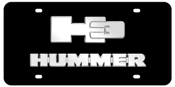 Hummer H3 Logo - H3 CHROME EMBLEM WITH HUMMER NAME 3D BLACK LICENSE PLATE DHMR3CK