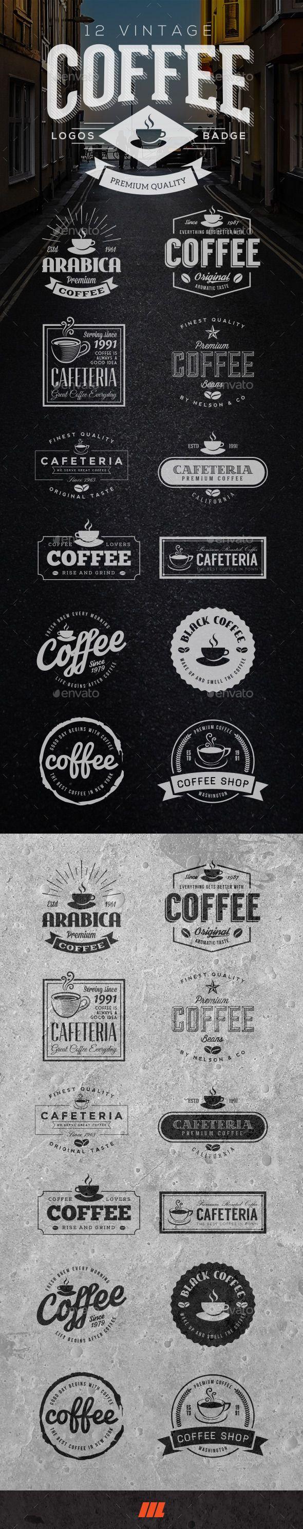 Vintage Coffee Logo - 12 Retro Vintage Coffee Logo - Badges & Stickers Web Elements ...