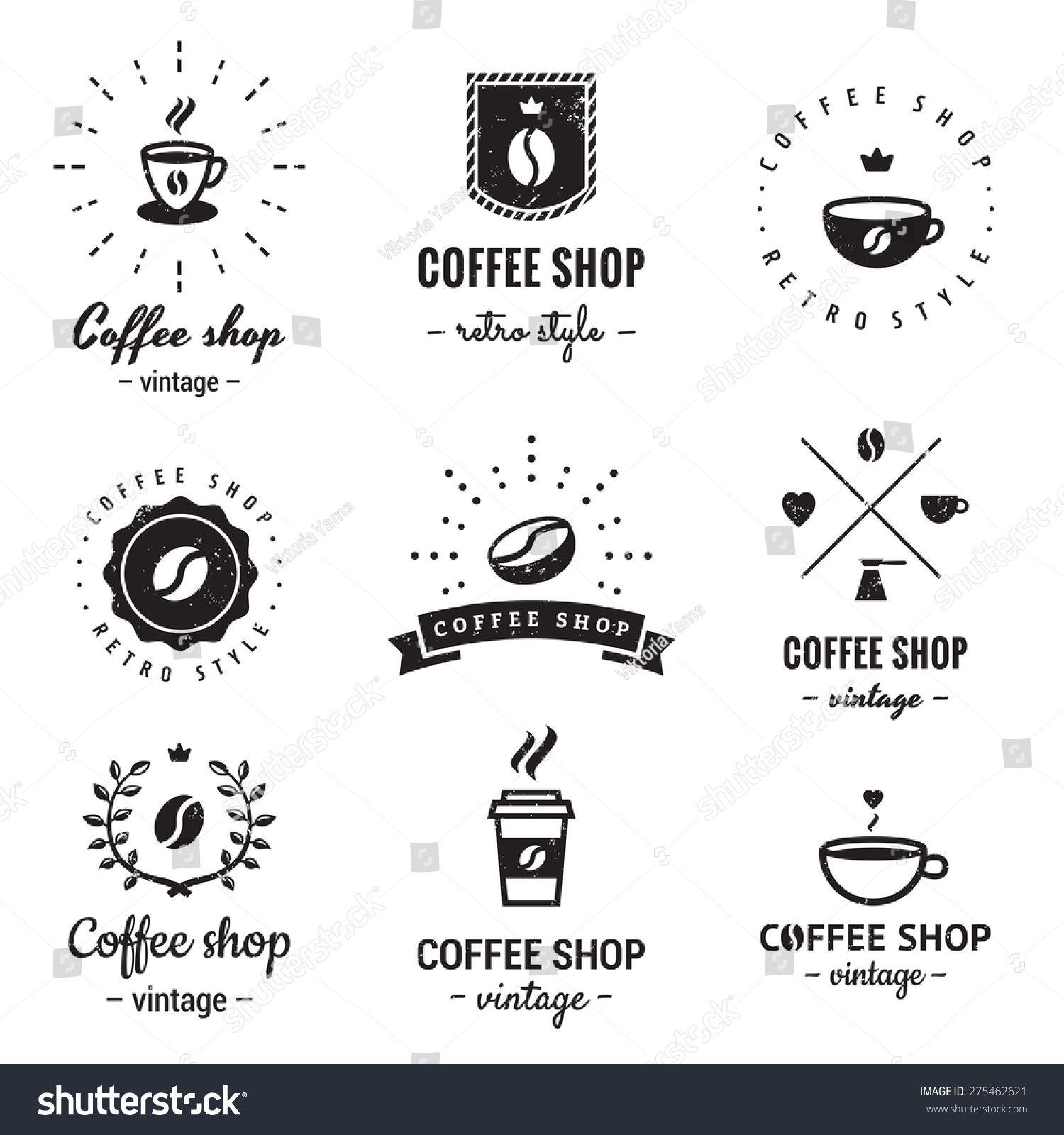 Vintage Coffee Shop Logo - Coffee shop logo vintage vector set. Hipster and retro style ...