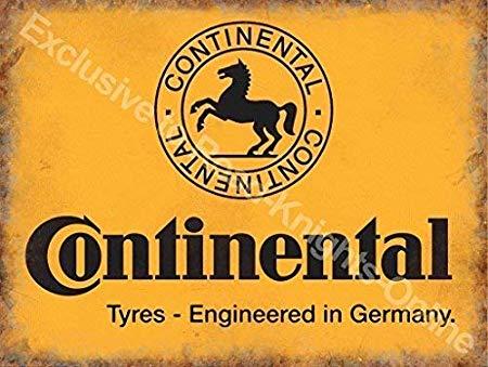 Black and Yellow Man Logo - RKO Continental Tyres Yellow sign, black horse logo. German tyres