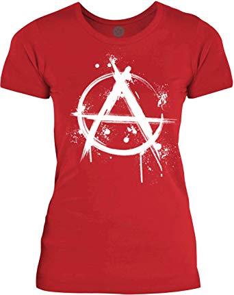 White Red L Logo - Big Texas Anarchy Graffiti (White) Womens Fine Jersey T Shirt, Red
