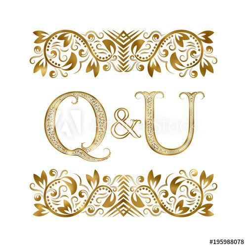 Q and U Letter Logo - Q and U vintage initials logo symbol. The letters are surrounded