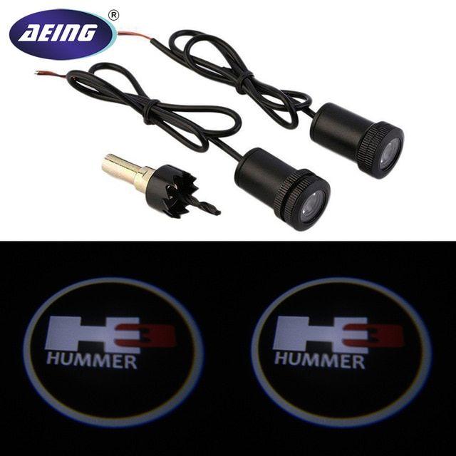 Hummer H3 Logo - AEING 2pcs For Hummer H3 Ghost Shadow Logo welcome Car White LED ...