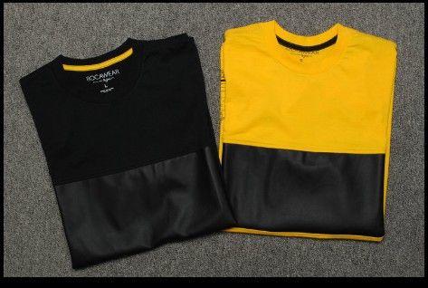 Black and Yellow Man Logo - Tyga Leather T shirt 2015 Swag Black yellow Zipper Streetwear Swag ...