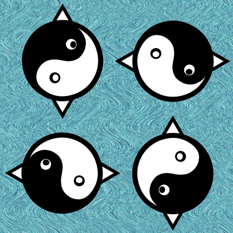 Ying Yang Bird Logo - Cat Fish Bird Yin Yang wallpaper - eclectic_house - Spoonflower