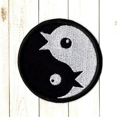 Ying Yang Bird Logo - YING AND YANG Yin Yan Chinese Symbol Black White Sow Sew Iron On ...