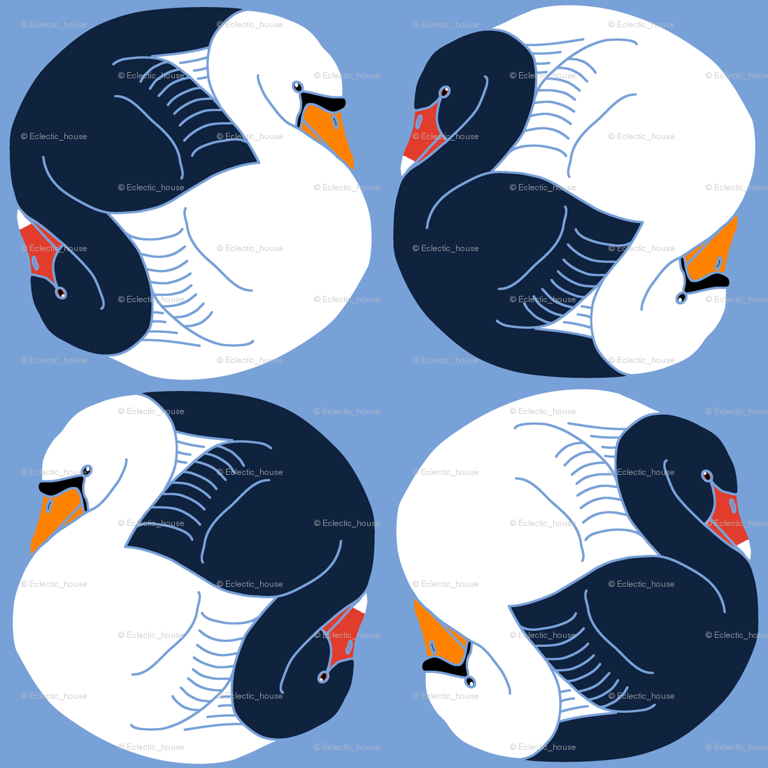 Ying Yang Bird Logo - Yin Yang Swans wallpaper - eclectic_house - Spoonflower