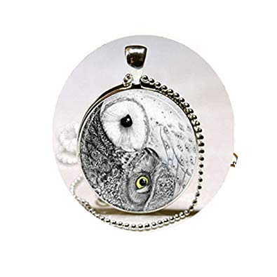 Ying Yang Bird Logo - Yin Yang Owl Necklace Bird Jewelry Zen Nature Art