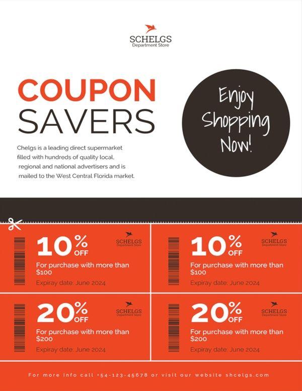 Leading Regional Department Store Logo - FREE Sample Coupon Flyer Template: Download Flyers in PSD