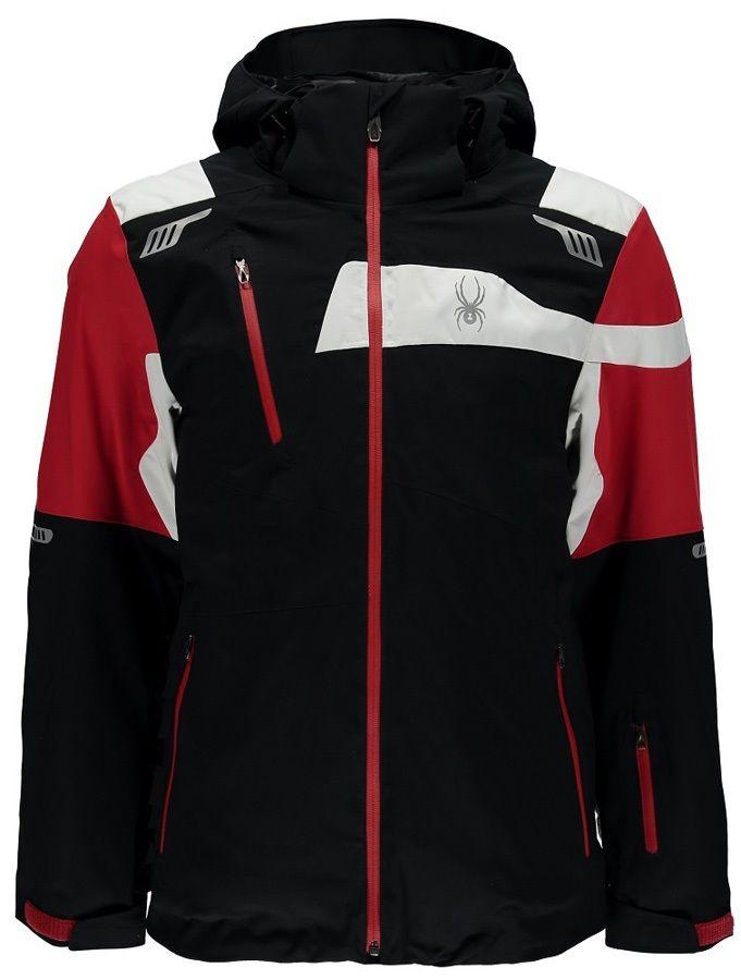 White Red L Logo - Spyder Titan Snowboard/Ski Jacket, L Black/White/Red