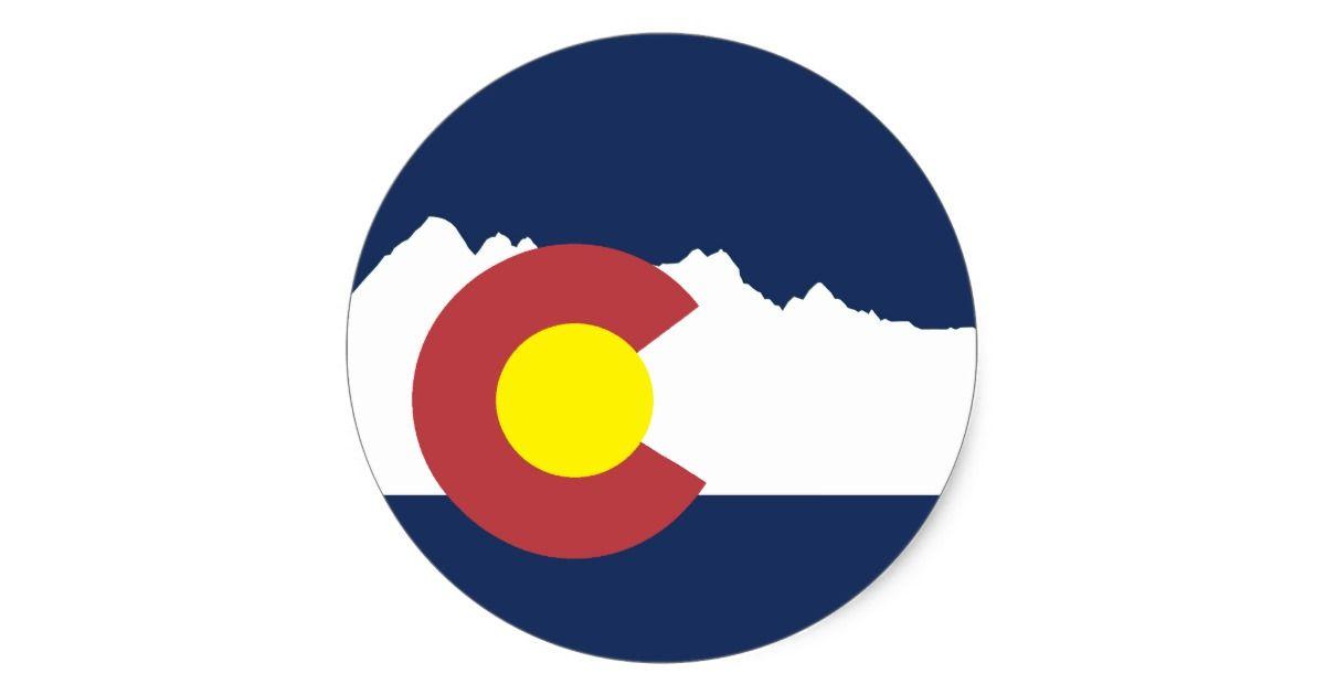Colorado Mountain Logo - Mountain Colorado Flag Round Sticker | Zazzle.co.uk