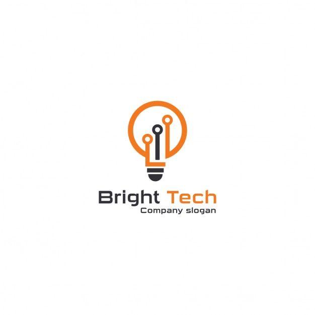 Light Logo - Logo with an orange light bulb Vector | Free Download