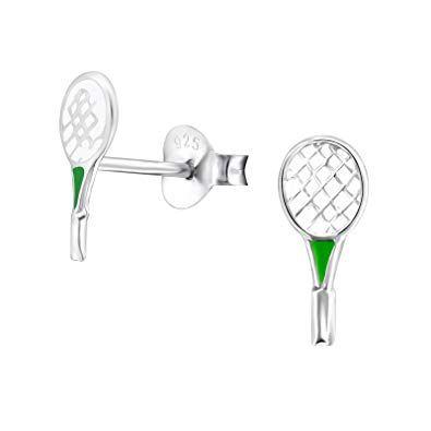 Tennis Racket Logo - Small Tennis Racket Earrings - Sterling Silver Gift: Amazon.co.uk ...