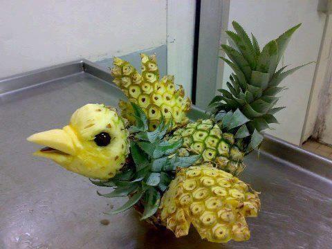 Pineapple Bird Logo - pineapple bird. Garnishing and Plating Ideas. Food art, Food