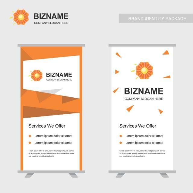 Orange Flower Company Logo - Company ad banner design and card with orange theme vector with ...