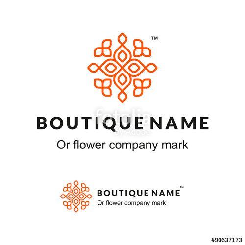 Orange Flower Company Logo - Beautiful Contour Ornamental Logo with Flower for Boutique or Beauty