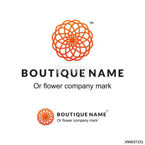 Orange Flower Company Logo - Beautiful Contour Ornamental Logo with Flower for Boutique or Beauty ...