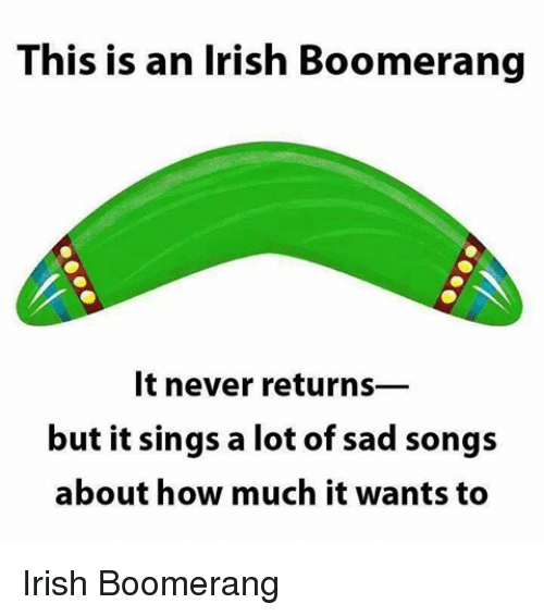 Funny Boomerang Logo - This Is an Irish Boomerang It Never Returns_ but It Sings a Lot