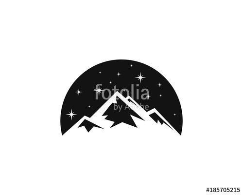 Stars and Mountain Logo - Circle Black Mountain with Stars on the Night Symbol Logo Vector