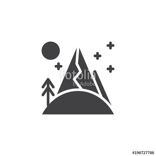 Stars and Mountain Logo - Night mountain landscape vector icon. filled flat sign for mobile
