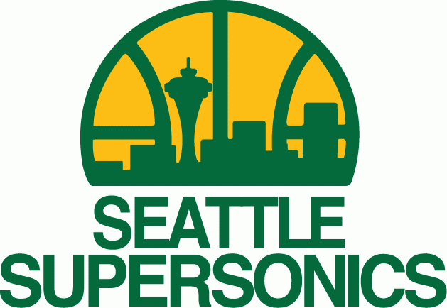 Green and Yellow Sports Logo - Seattle Supersonics Primary Logo - National Basketball Association ...