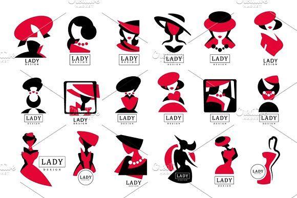 Cosmetic Store Logo - Lady logo design set, vector Illustrations for fashion boutique ...
