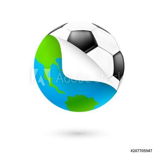 Globe Soccer Ball Logo - change globe to football. Icon design. Our planet changes in soccer ...