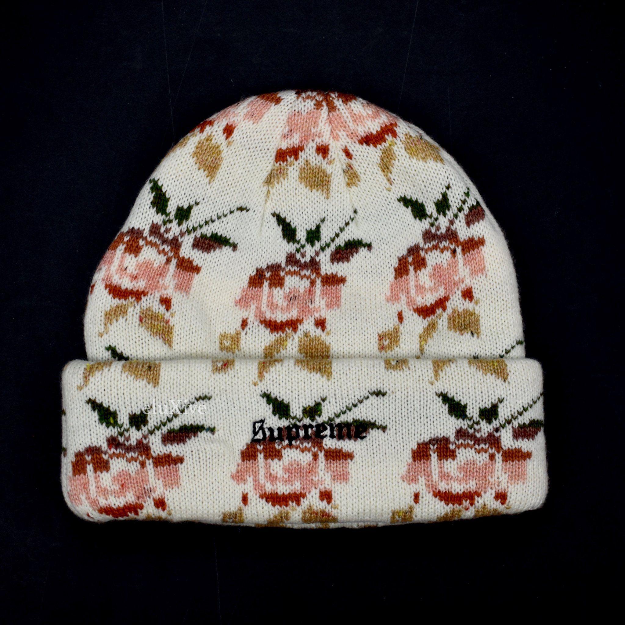 Supreme Rose Logo - Supreme - Rose Knit Logo Beanie (Natural) – eluXive
