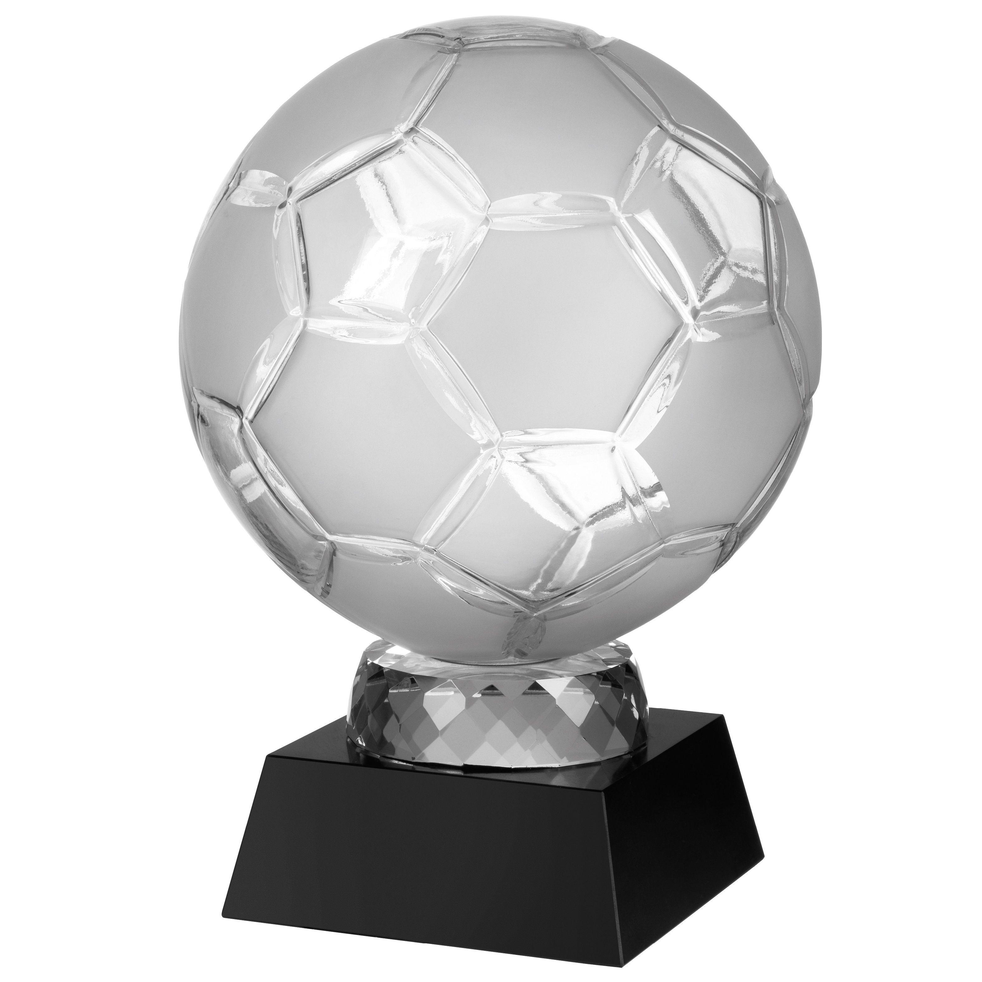 Globe Soccer Ball Logo - Crystal Football Globe Award on Black Crystal Base