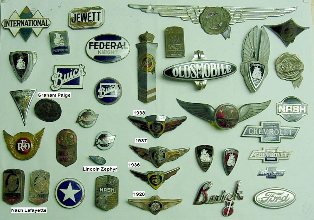 Vintage American Car Company Logo - Unrestored emblems in stock