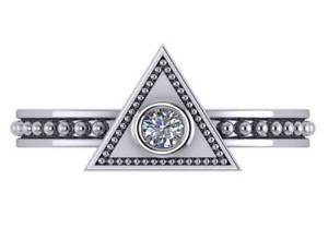 Diamond Triangle Logo - 0.10 ct F VS2 round diamond triangle beaded fashion ring 18k white