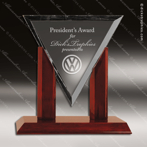 Diamond Triangle Logo - Jackson Royal Glass Rosewood Accented Diamond Triangle Trophy Award ...