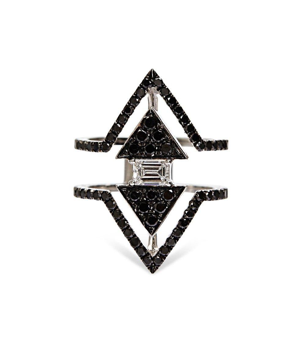 Diamond Triangle Logo - Lyst - Nikos Koulis V Diamond Triangle Ring in White