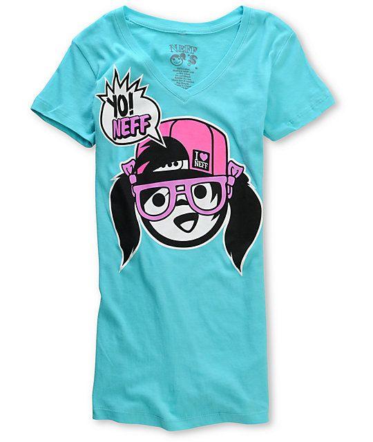 Neff Girl Logo - Neff Yo Neff Girl! Turquoise V-Neck T-Shirt | Zumiez