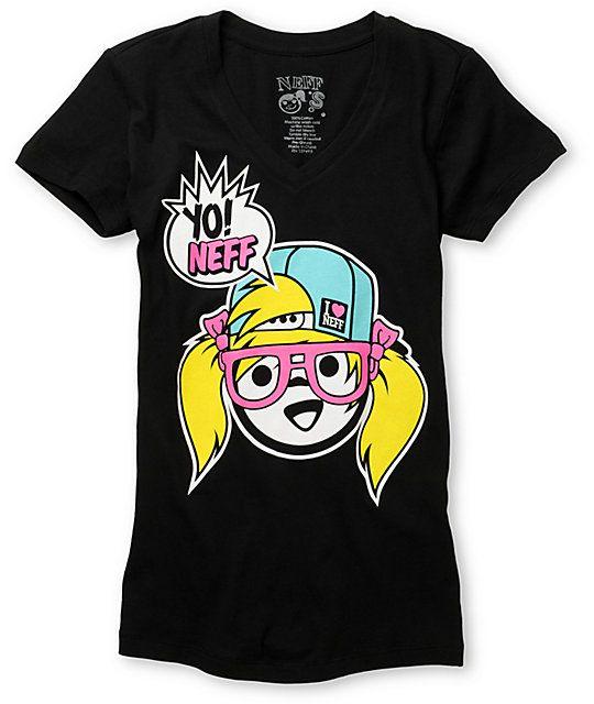 Neff Girl Logo - Neff Yo Neff Girl! Black V-Neck T-Shirt | Zumiez
