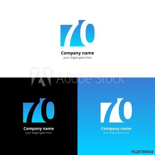 Baby Blue Company Logo - 70 logo icon flat and vector design template. Monogram years numbers ...
