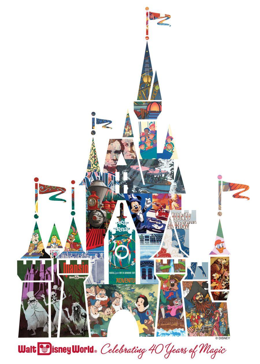 Walt Disney World Castle Logo - Cinderella Castle Collage: Celebrating 40 Years of Magic at Walt ...