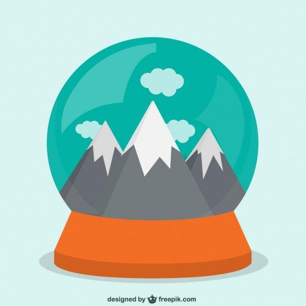 Snow Globe Logo - Mountais inside a snow globe Vector