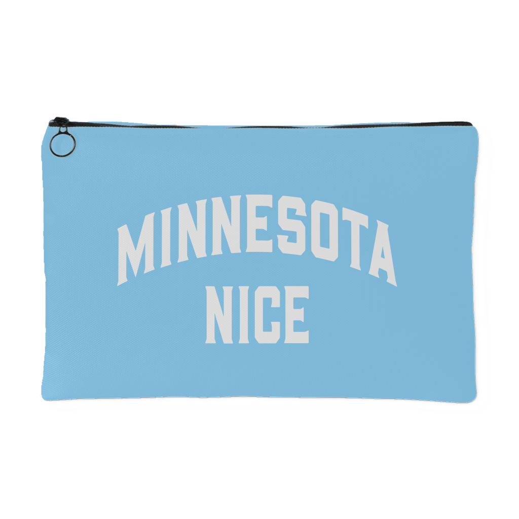 Baby Blue Company Logo - Minnesota Nice Block Accessory Pouch in Baby Blue and White