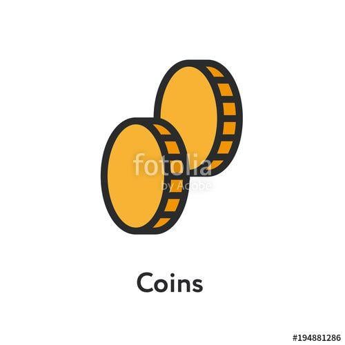 Two Coins Logo - Two Coins Cash Money Minimal Color Flat Line Outline Stroke Icon ...