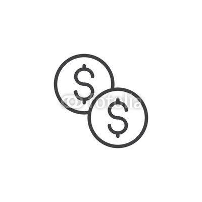 Two Coins Logo - Dollar coins outline icon. linear style sign for mobile concept