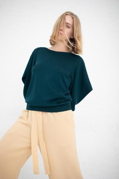 Green Triangle Leroy Logo - Veronique Leroy Knitted Sweater with Triangle Sleeves in Forest ...