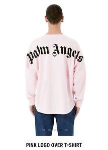 Small Angels Logo - Palm Angels Logo Print Long Sleeve Neck Tee Pink Small