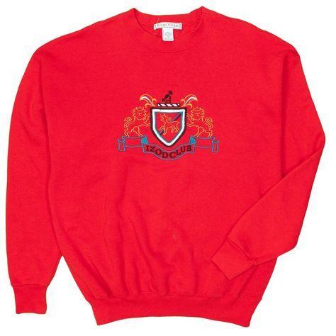 Izod Apparel Logo - Izod Club English Crest Men's Red Sweatshirt Large Vintage Made USA