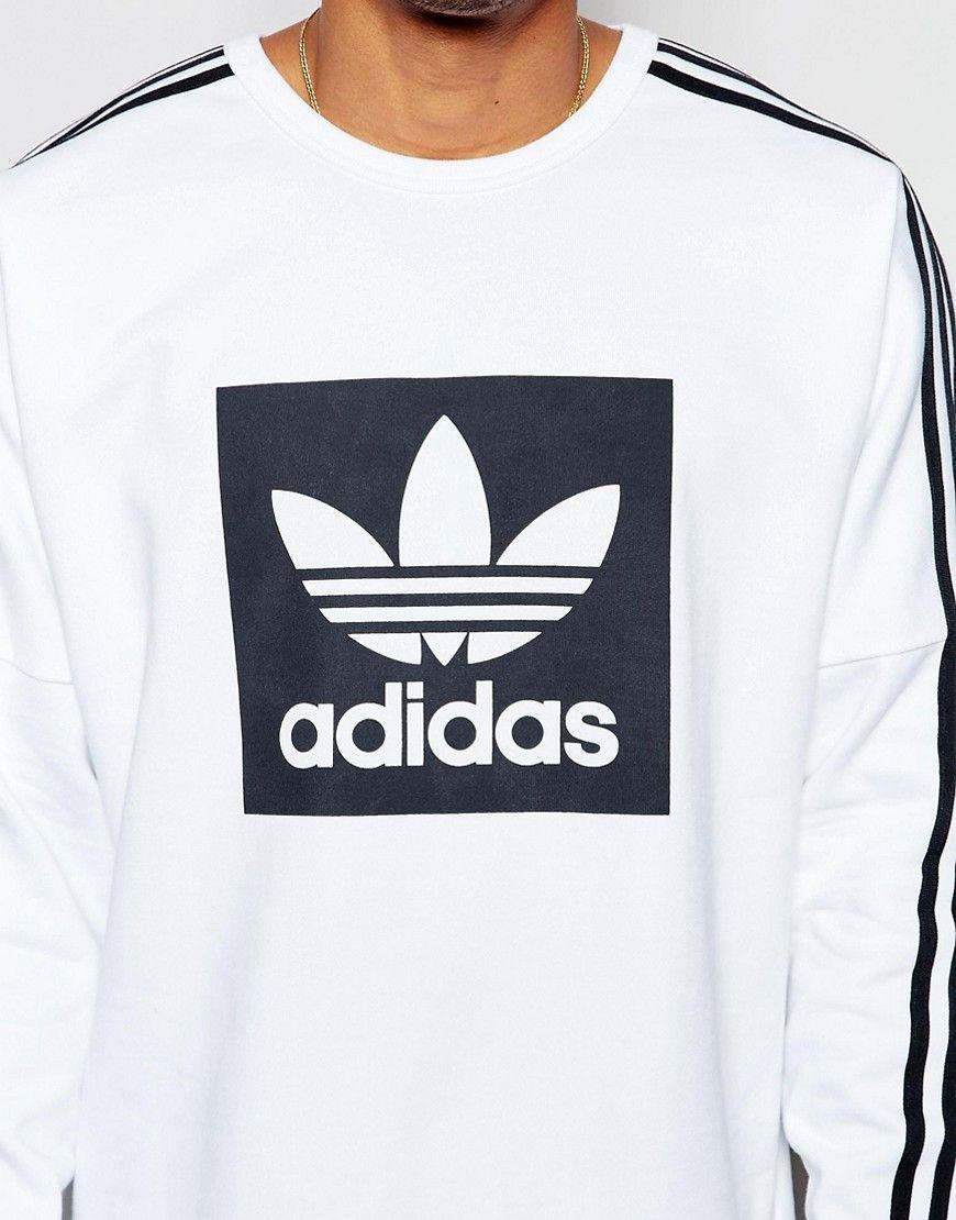 White Adidas Originals Logo - Special offer Men Adidas Originals Sweatshirt With Large Box Logo ...