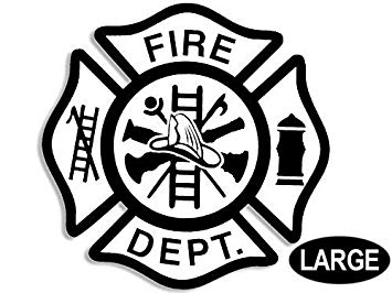 Firefighter Logo - Amazon.com: American Vinyl Large White Fire Dept Maltese Shaped ...