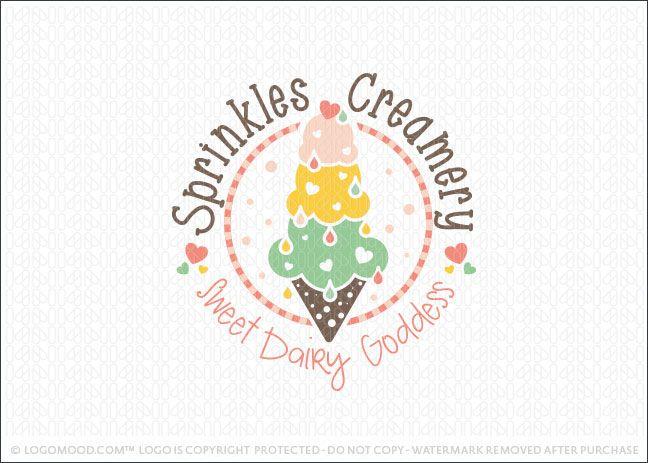Ice Cream Business Logo - Readymade Logos for Sale Sprinkles Creamery | Readymade Logos for Sale